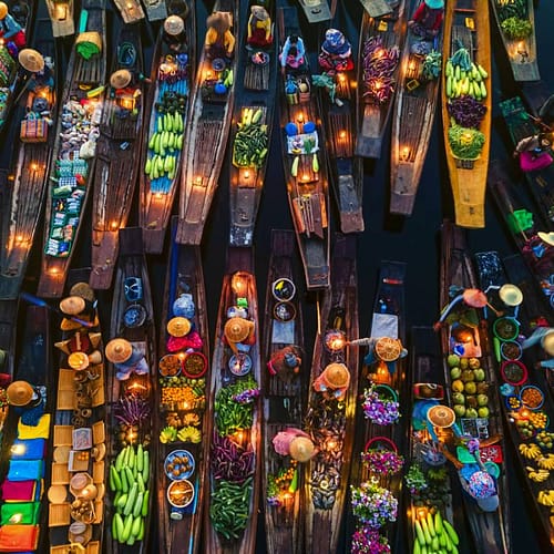 Drijvende markt in Myanmar