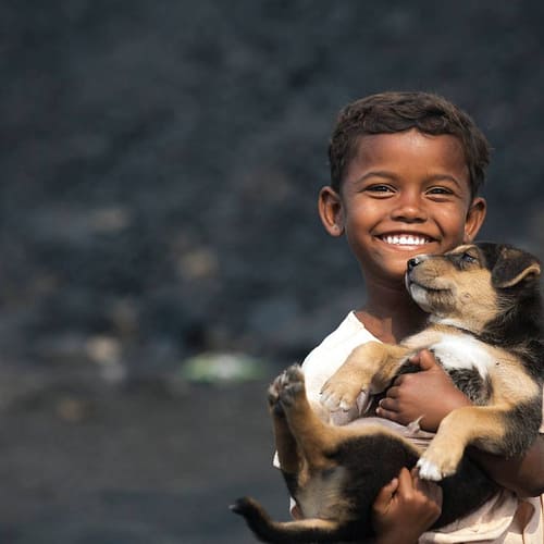 Meisje met pup