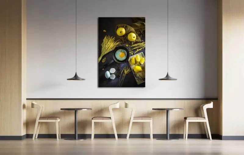 Bedrijfskantine met fotokunst aan de muur voor pagina 'Zakelijke Mogelijkheden'